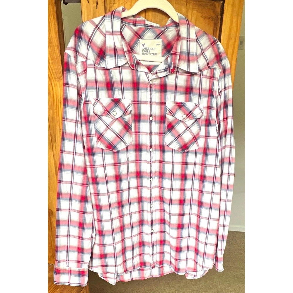 American Eagle Outfitters Men's Vintage Fit Long Sleeve Button-Up Shirt 2XL
